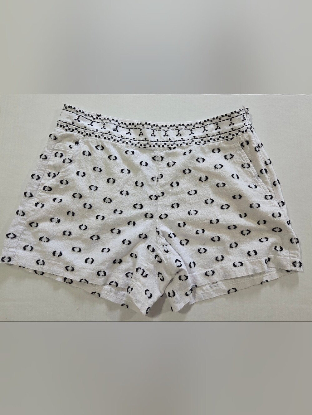 Women's White Shorts with Black Dot Print